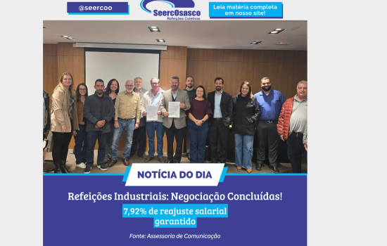 Refeições Industriais: Negociação Concluídas!